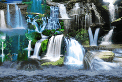 Landscape Cascading Waterfalls