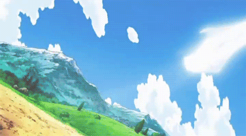 Landscape Painting With Mountains And Clouds GIF