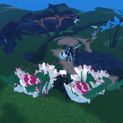 Landscape With Flowers and Dinosaurs