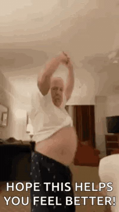 Large Belly Man With Arms Up GIF