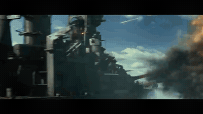 Large Building On Fire With Smoke GIF