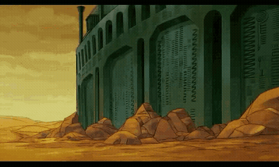 Large Building On Rocky Desert GIF