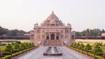 Large Building With Fountain Saying Temple GIF