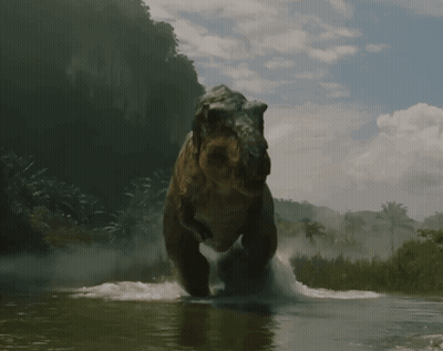 Large Dinosaur Running Through Water GIF