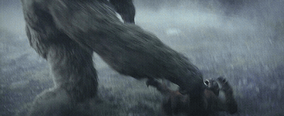 Large Furry Animal Standing On Smaller Animal GIF