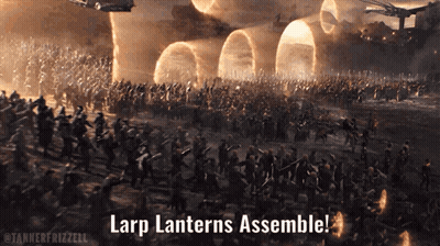 Large Group In Field Larp Lanterns Assemble GIF