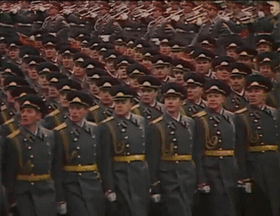 Large Group Of Soldiers Marching GIF