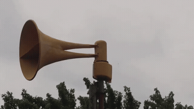 Large Horn Hanging From Pole GIF