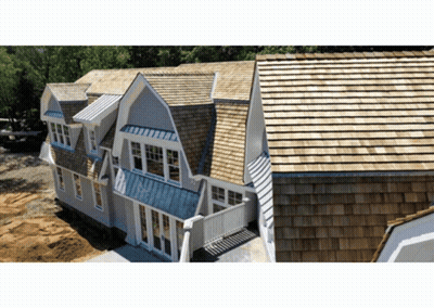 Large House With Wooden And Blue Roof GIF