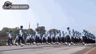 Large Parade Marching Group GIF