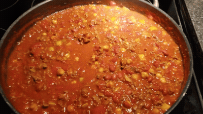 Large Pot Of Chili Cooking On Stove GIF
