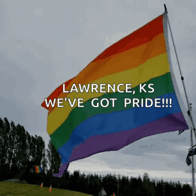 Large Rainbow Flag Lawrence KS We've Got Pride GIF