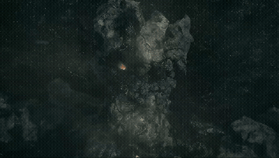 Large Rock With Glowing Eye In Dark GIF