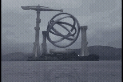 Large Sculpture Floating In Ocean GIF