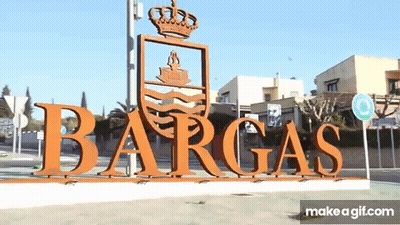 Large Sign Saying Bargus With Coat Of Arms GIF