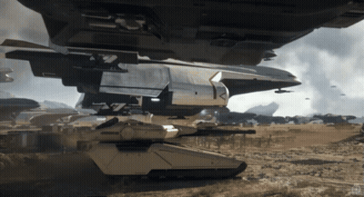 Large Spaceship On Top Of Smaller Ship GIF