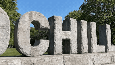 Large Stone Sculpture Of The Word Chili GIF
