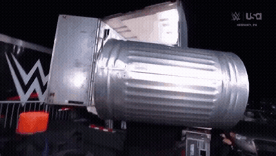 Large Trash Can In Front Of Truck With Letter W GIF