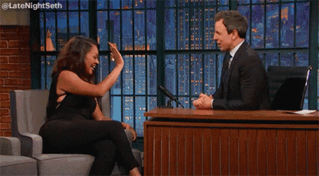 Late Night With Seth Meyers - Highfive Lala GIF