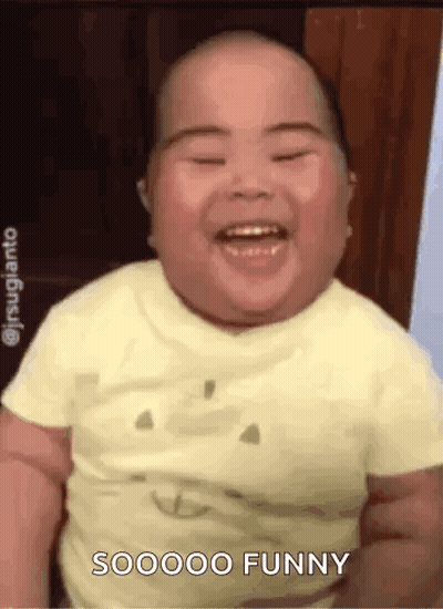 Laughing And Smiling Baby In Yellow T-Shirt GIF