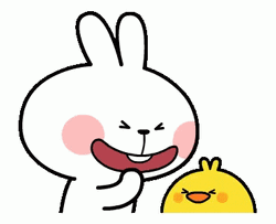 Laughing Cartoon Rabbit And Yellow Bird GIF
