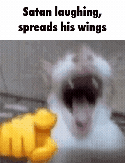 Laughing Cat With Yellow Winged Hand GIF