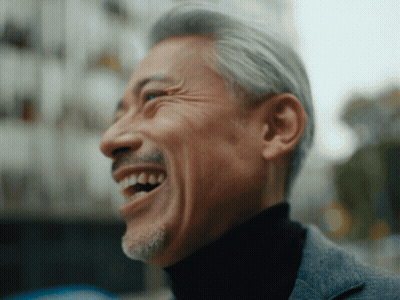 Laughing Man With Gray Hair And Beard GIF