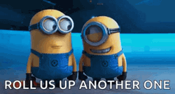 Laughing Minions Rolls Up Anotha One GIF