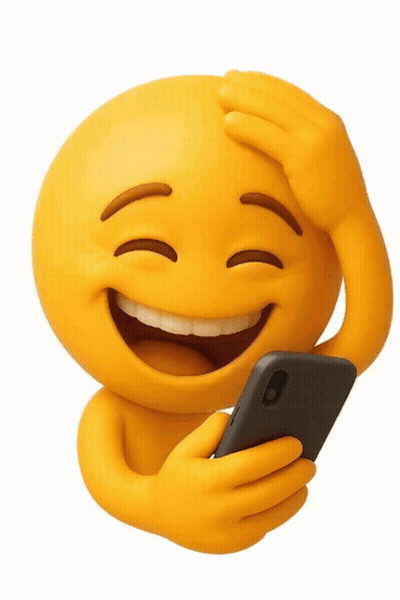 Laughing Smiley Face Holding Cell Phone GIF