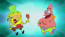 Laughing Spongebob Rainbow Patrick Friendship GIF