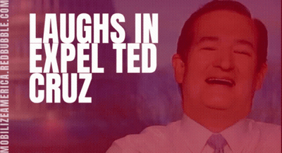 Laughs In Expel Ted Cruz Above Man's Face GIF