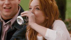 Laughter Lindsay Lohan Drink Burst GIF
