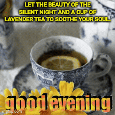 Lavender Tea With Lemon Slice On Saucer GIF
