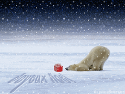 Lazy Polar Bear Raining Snow  GIF