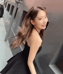 Le Sserafim Sakura Miyawaki Cute In Short Black Dress GIF