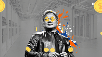 Leather Jacket Man With Coins And Nvidia Logo GIF