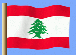 Lebanon Flag Blue Background