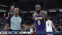 Lebron Flop Pointing With Referee GIF