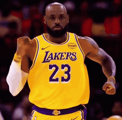 LeBron James Fist Bump In Lakers Jersey GIF