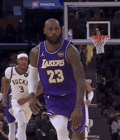 LeBron James In Purple Lakers Jersey GIF