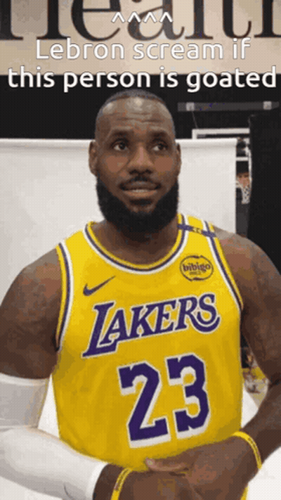 LeBron James In Yellow Lakers Jersey 23 GIF