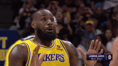 LeBron James In Yellow Lakers Jersey GIF