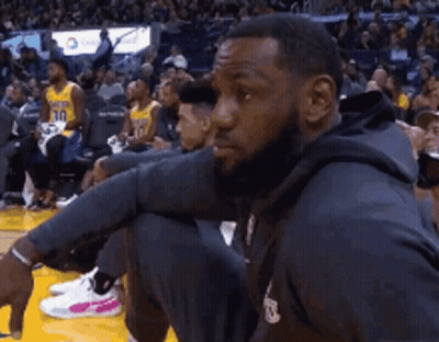 Lebron James Is Sitting In The Stands Watching A Basketball Game GIF