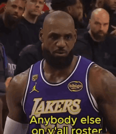 Lebron James Is Wearing A Lakers Jersey And Talking To The Crowd . GIF