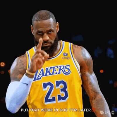LeBron James Pointing In Lakers Jersey GIF
