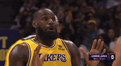 LeBron James Wearing Yellow Lakers Jersey GIF