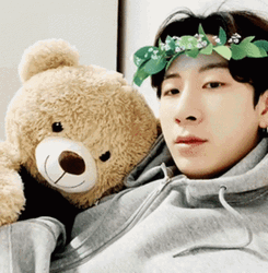 Lee Seunghoon And Teddy Bear Waving GIF