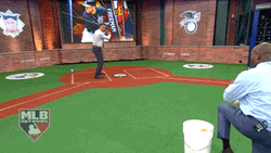 Lefty Man's Powerful Bat GIF