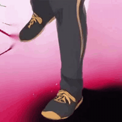 Leg In Black And Yellow Shoes GIF