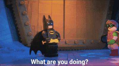 Lego Batman And Robin Asking What Are You Doing GIF